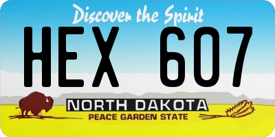 ND license plate HEX607
