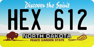 ND license plate HEX612