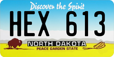 ND license plate HEX613