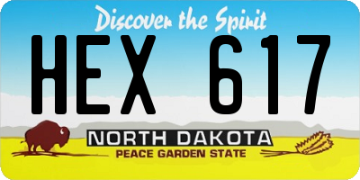 ND license plate HEX617