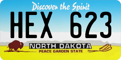 ND license plate HEX623