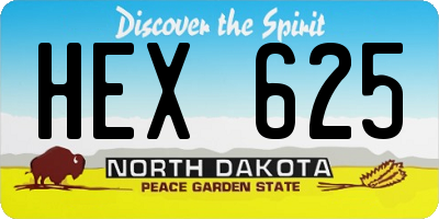 ND license plate HEX625
