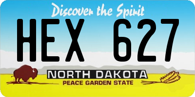 ND license plate HEX627