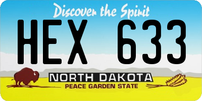 ND license plate HEX633