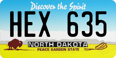 ND license plate HEX635