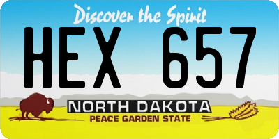 ND license plate HEX657