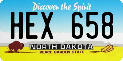 ND license plate HEX658