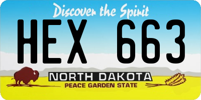 ND license plate HEX663