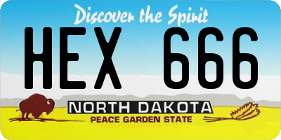 ND license plate HEX666