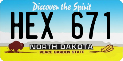 ND license plate HEX671