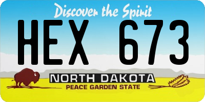 ND license plate HEX673