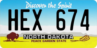 ND license plate HEX674