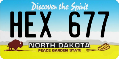 ND license plate HEX677