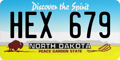 ND license plate HEX679