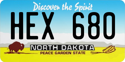 ND license plate HEX680