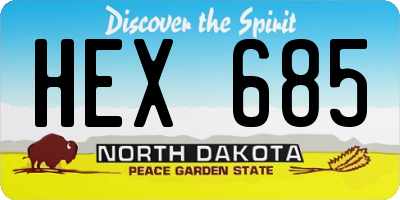 ND license plate HEX685