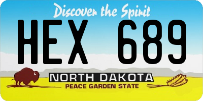 ND license plate HEX689