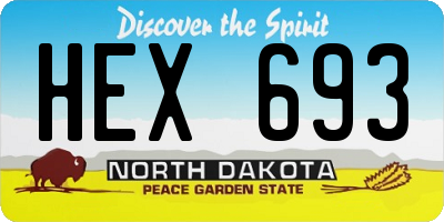 ND license plate HEX693