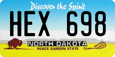 ND license plate HEX698