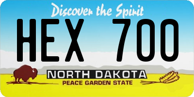 ND license plate HEX700