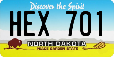 ND license plate HEX701