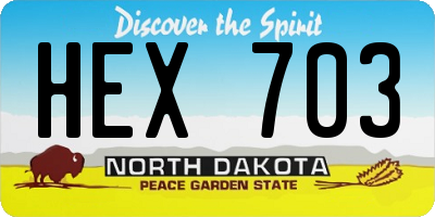 ND license plate HEX703