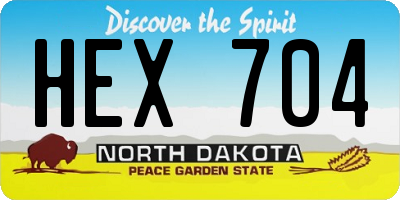 ND license plate HEX704