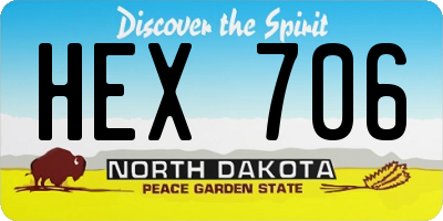 ND license plate HEX706