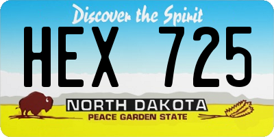 ND license plate HEX725