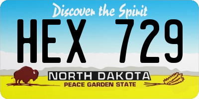 ND license plate HEX729