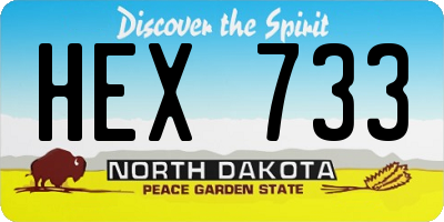 ND license plate HEX733