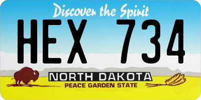 ND license plate HEX734