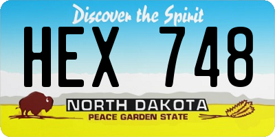 ND license plate HEX748