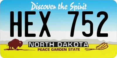 ND license plate HEX752