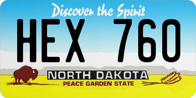 ND license plate HEX760
