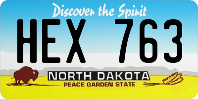 ND license plate HEX763