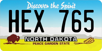 ND license plate HEX765