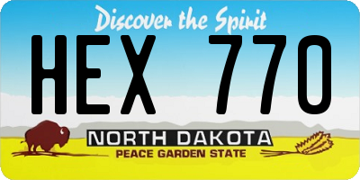 ND license plate HEX770