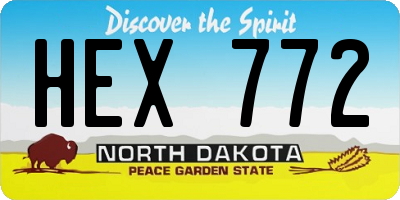 ND license plate HEX772