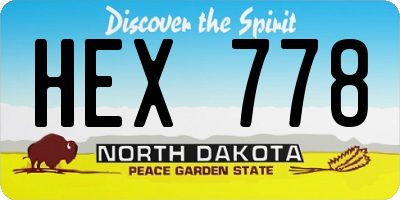 ND license plate HEX778