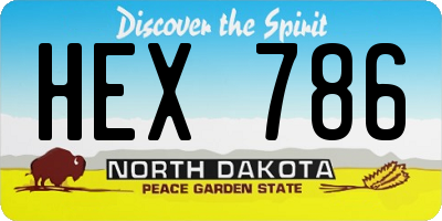 ND license plate HEX786