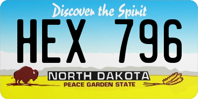 ND license plate HEX796