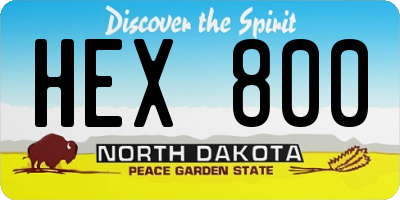 ND license plate HEX800