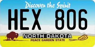 ND license plate HEX806