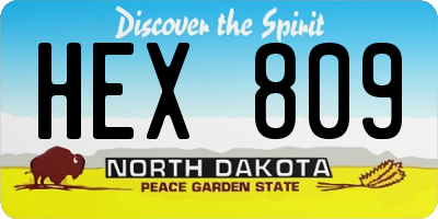ND license plate HEX809