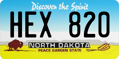 ND license plate HEX820