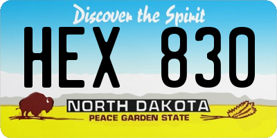 ND license plate HEX830