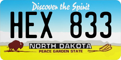 ND license plate HEX833
