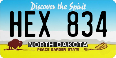 ND license plate HEX834