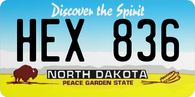 ND license plate HEX836